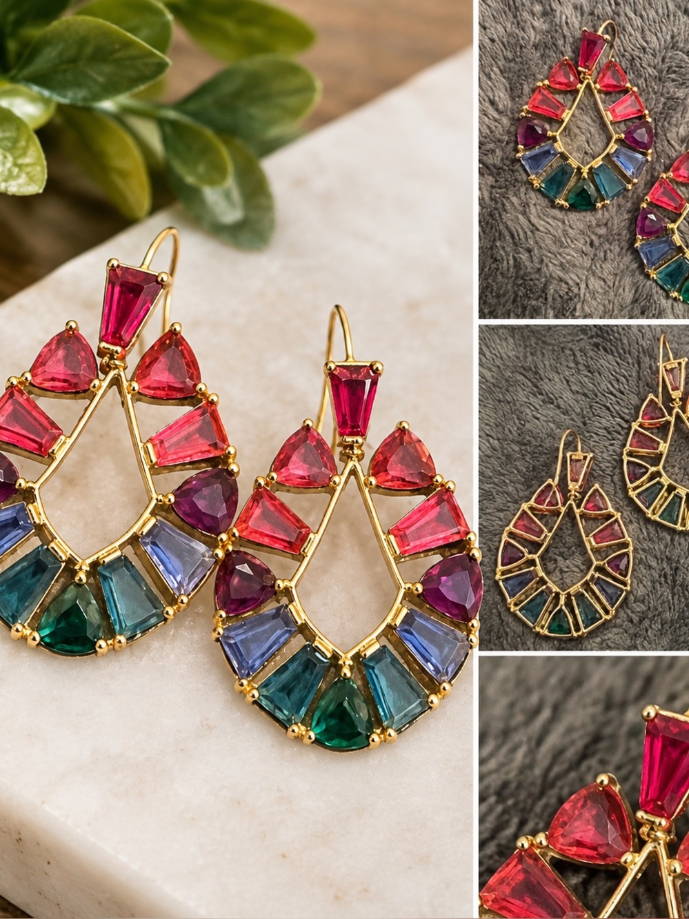Kendra Scott Retired/Discontinued Multicolor Rainbow Statement Drop Earrings